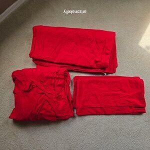 Land's End 5oz Flannel King Sheet Set RED